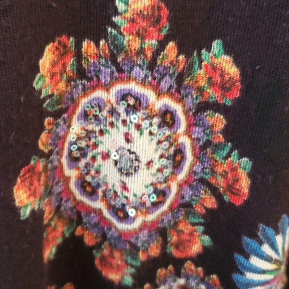 Desigual Black Tunic / Dress Floral Sequins Large - Picture 8 of 14